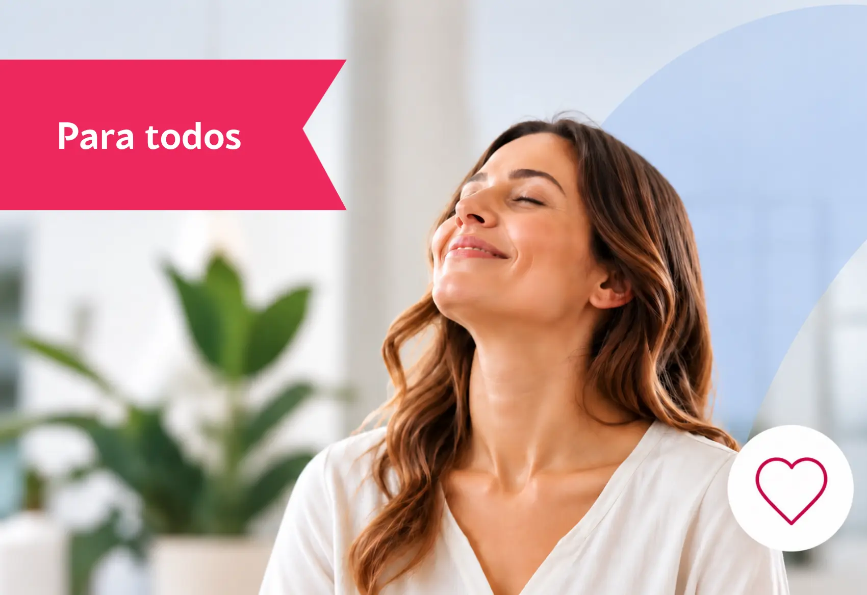 Mujer respirando profundamente con los ojos cerrados y expresión de calma, representando los programas de bienestar organizacional para gestionar el estrés y regular las emociones